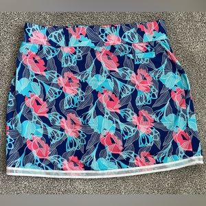 Pebble Beach Pink Blue White Dry-Luxe Floral Print Golf Skort Shorts Skirt